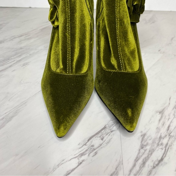 New! Jeffrey Campbell Florette Green Crushed Velvet Pointy Toe Heel Bootie 7 - Picture 10 of 14